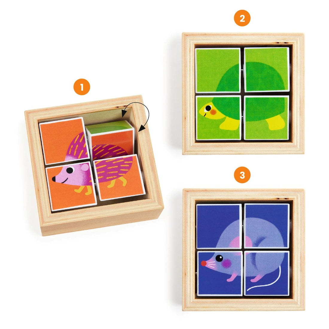 Djeco Vändpussel i trä med klossar