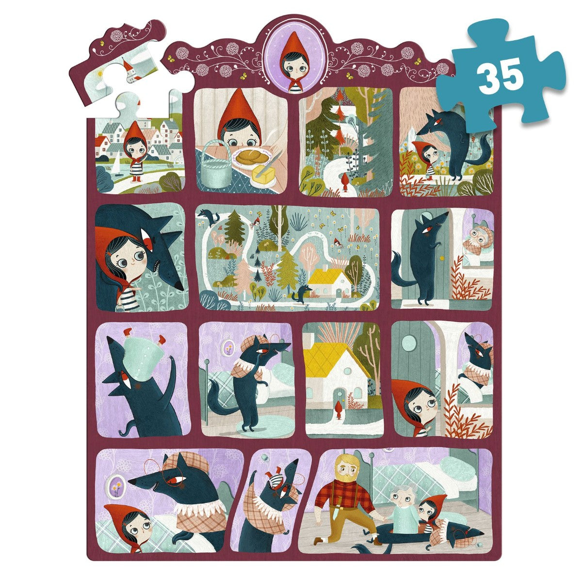 Djeco pussel, Story puzzle, Rödluvan - 35 bitar