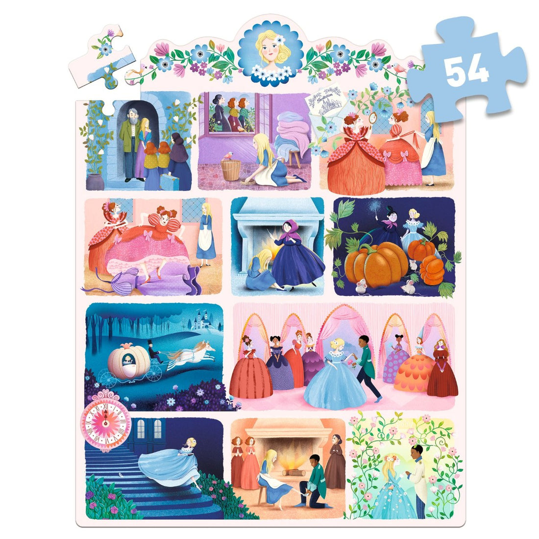 Djeco pussel, Story puzzle, Askungen - 54 bitar