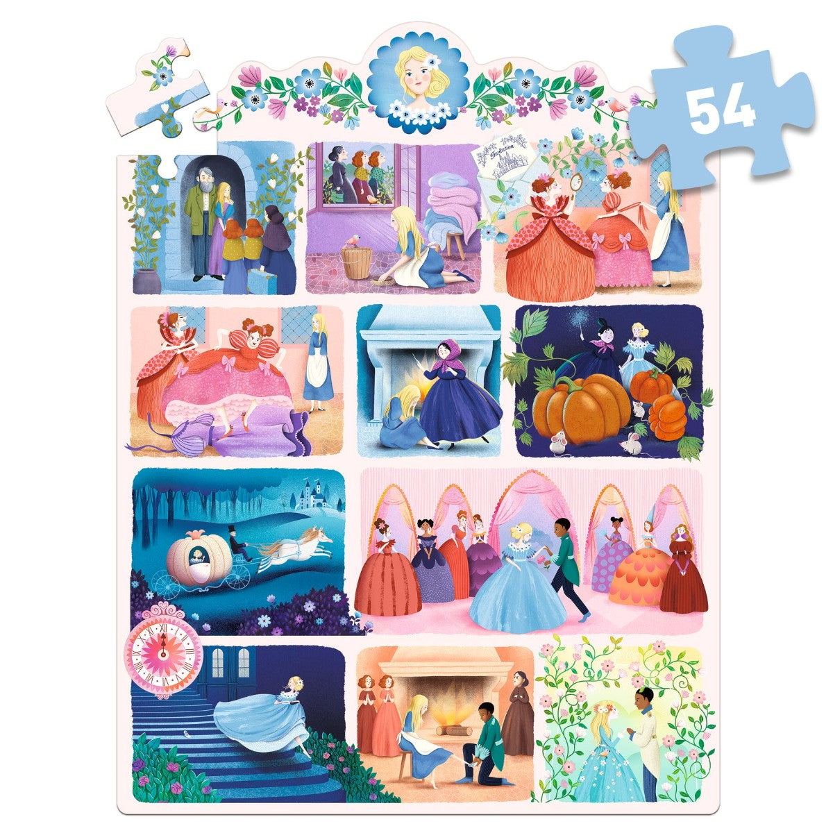 Djeco pussel, Story puzzle, Askungen - 54 bitar