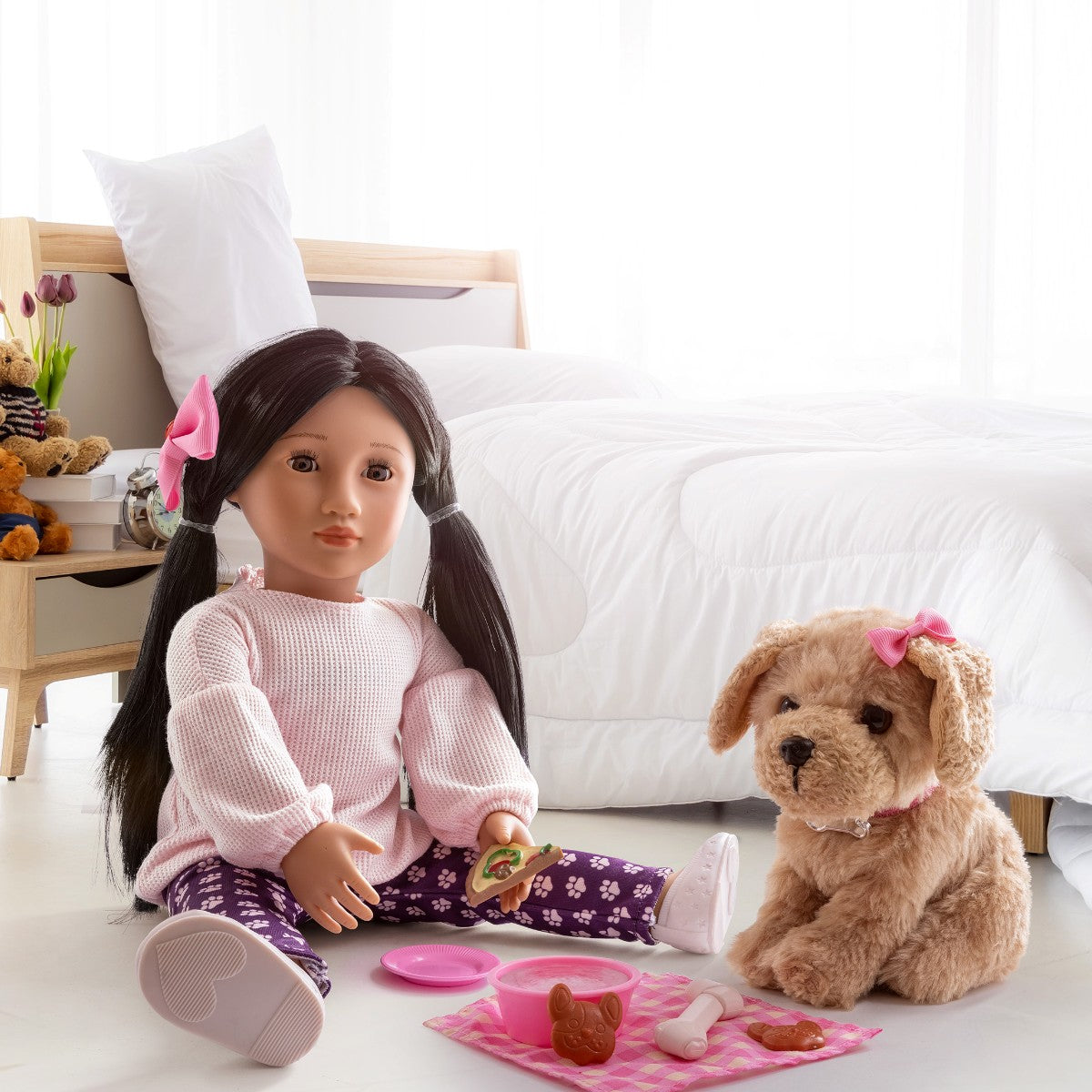 Our Generation docka med hund, Jin - 46 cm