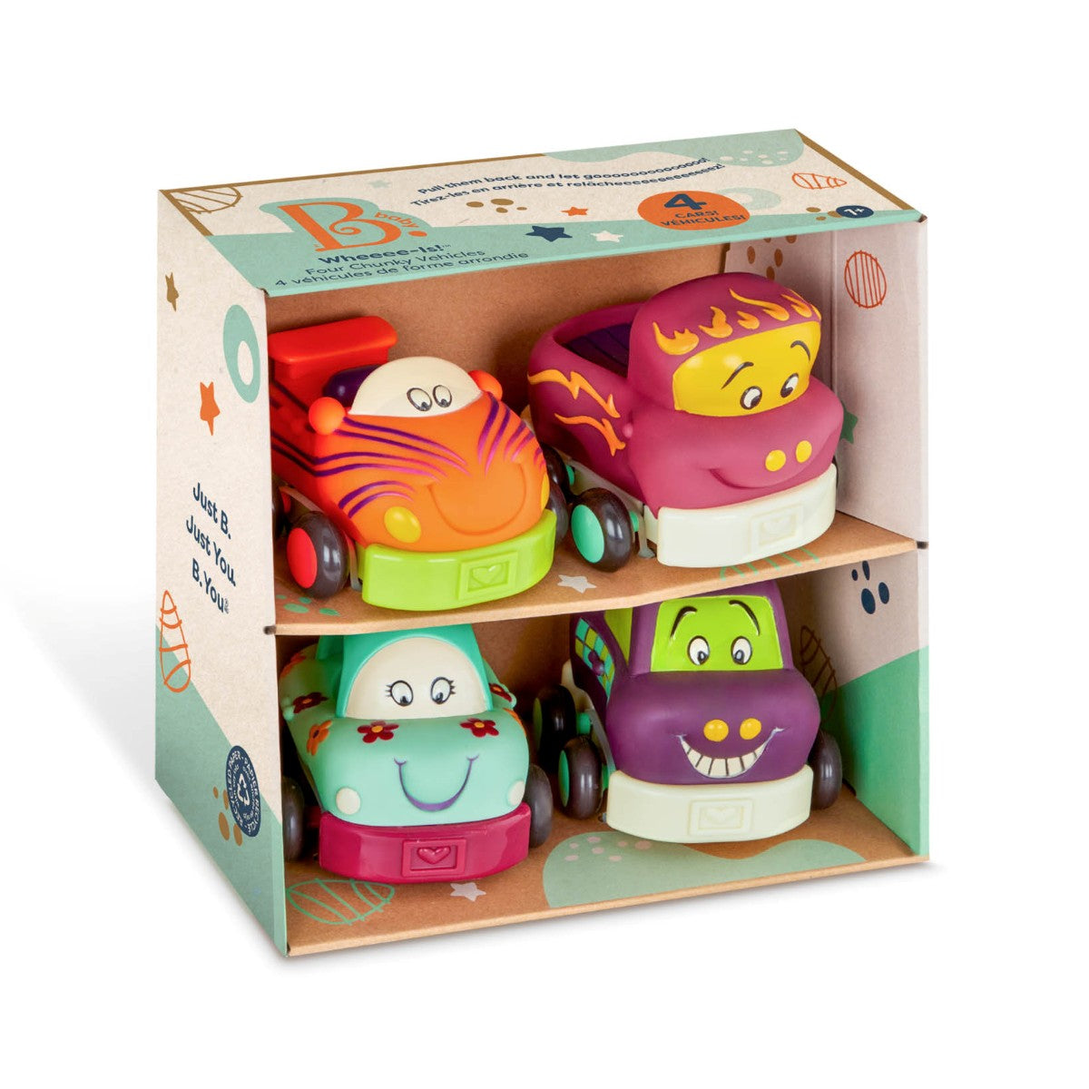 Wheeee-ls træk-tillbaka bilar, 4 st – mint