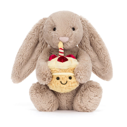 Jellycat gosedjur, Bashful birthday kanin med tårta - 31 cm