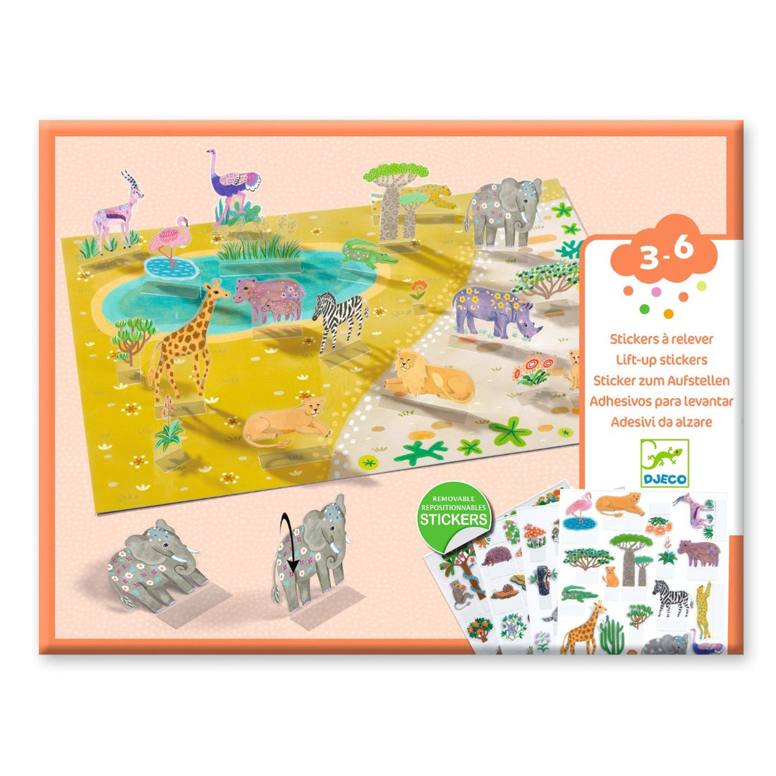 Djeco Kreativa stående klistermärken, djur