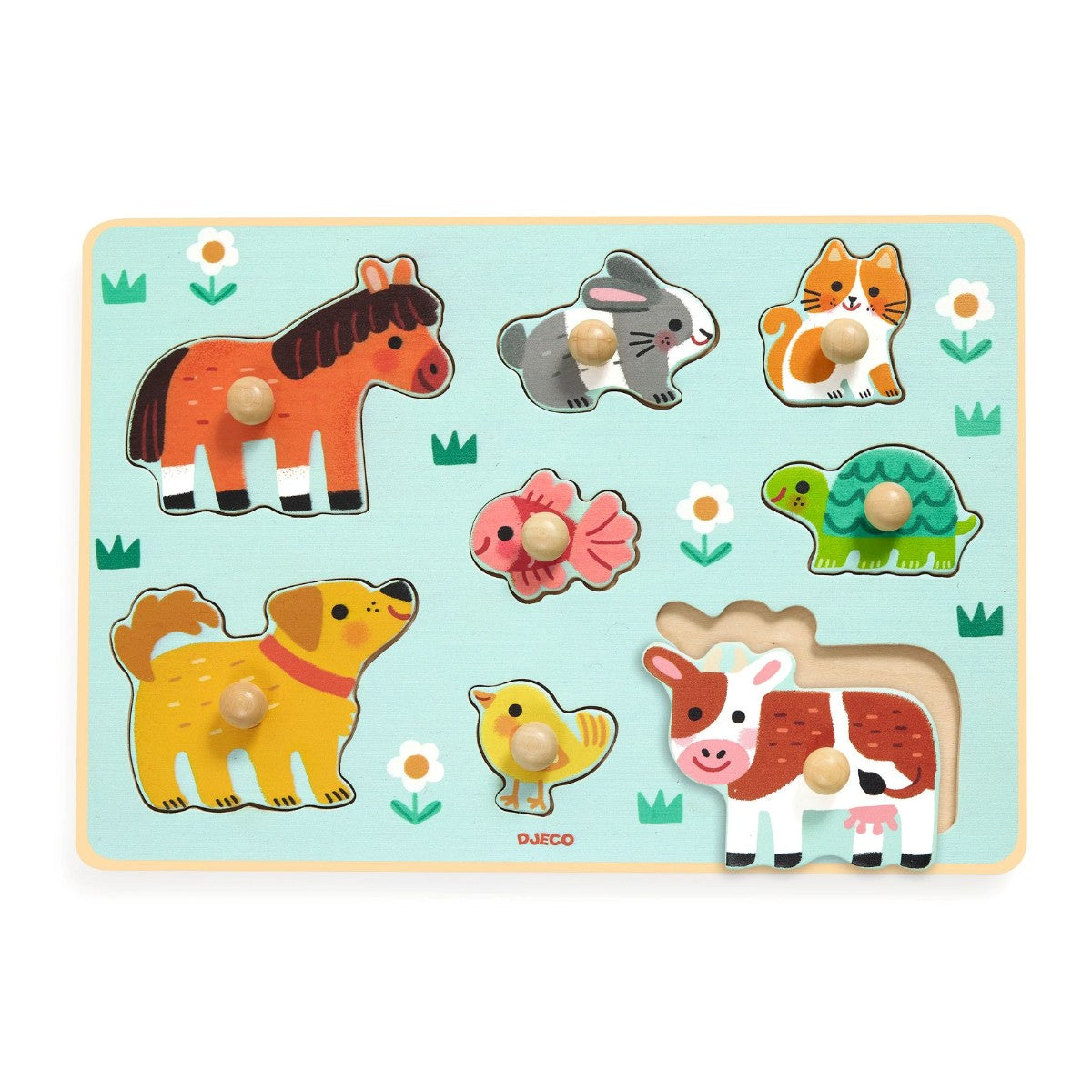 Djeco träpussel med knoppar, Dog&