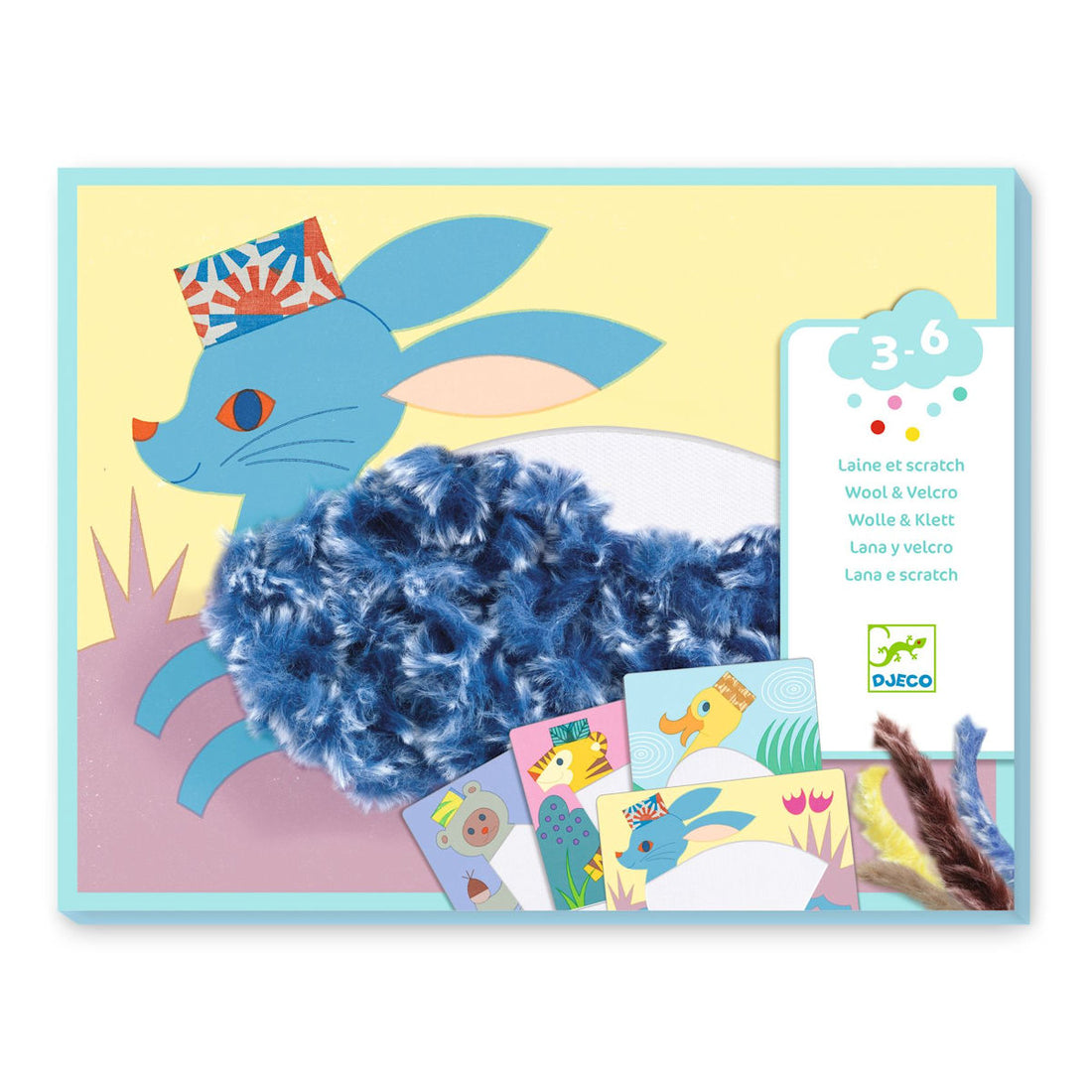 Djeco Kreativt set med ullgarn, Fluffiga djur