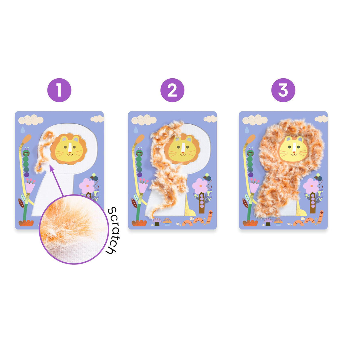 Djeco Kreativt set med ullgarn, Fluffy vänner