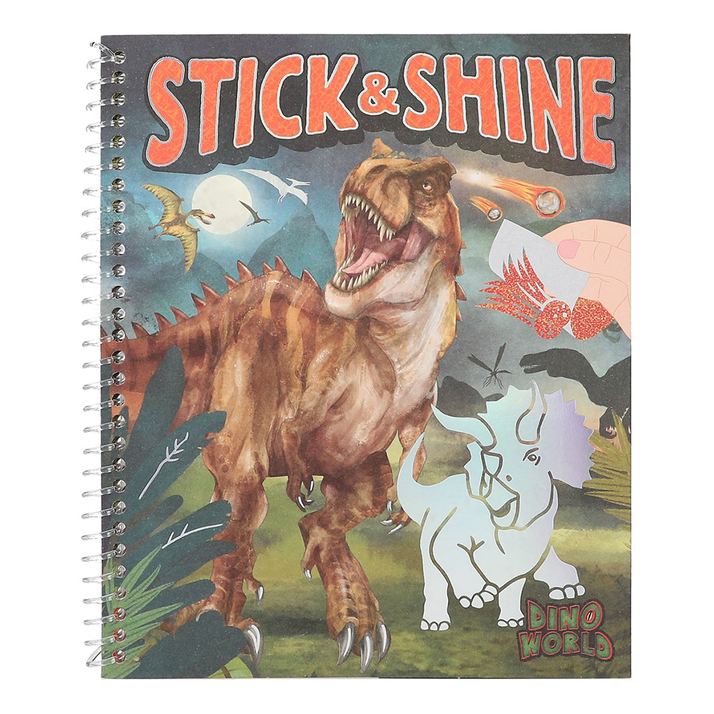 Dino World Målarbok Stick &amp; Shine