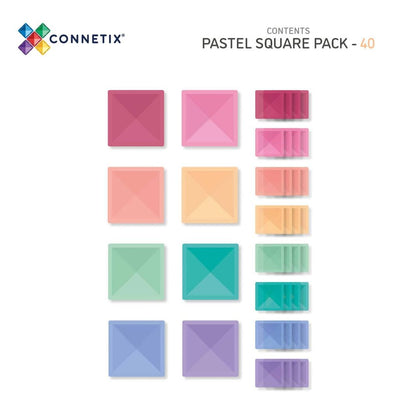 CONNETIX Connetix Square Pack - magnetset 40 delar - pastell