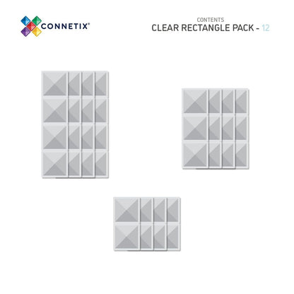Connetix Rectangle Pack, Magnetiskt byggset med 12 delar – Clear