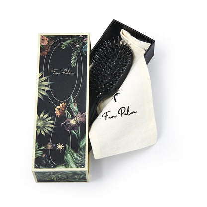 Fan Palm hårborste, Stardust, Small - Black glitter