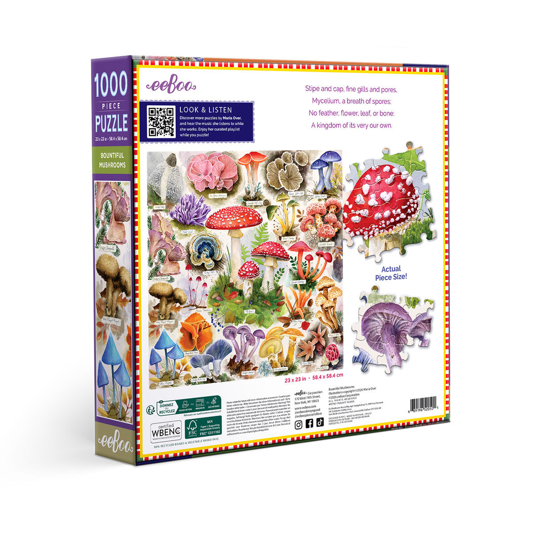 eeBoo Pussel 1000 bitar, Rikligt med Svampar