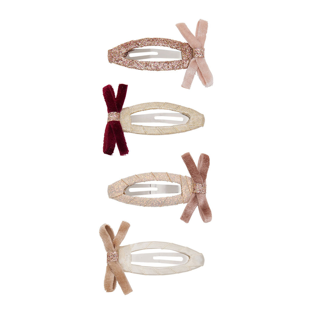 Mimi &amp; Lula - 4 Hårspænder - Skinny Velvet Bow