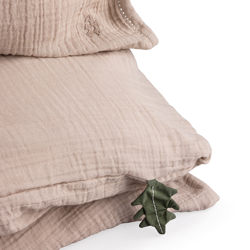 Sebra juniorsängkläder, muslin – Seabreeze beige