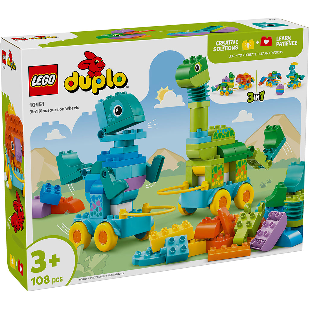 LEGO® DUPLO® Town, 3-i-1-dinosaurier på hjul