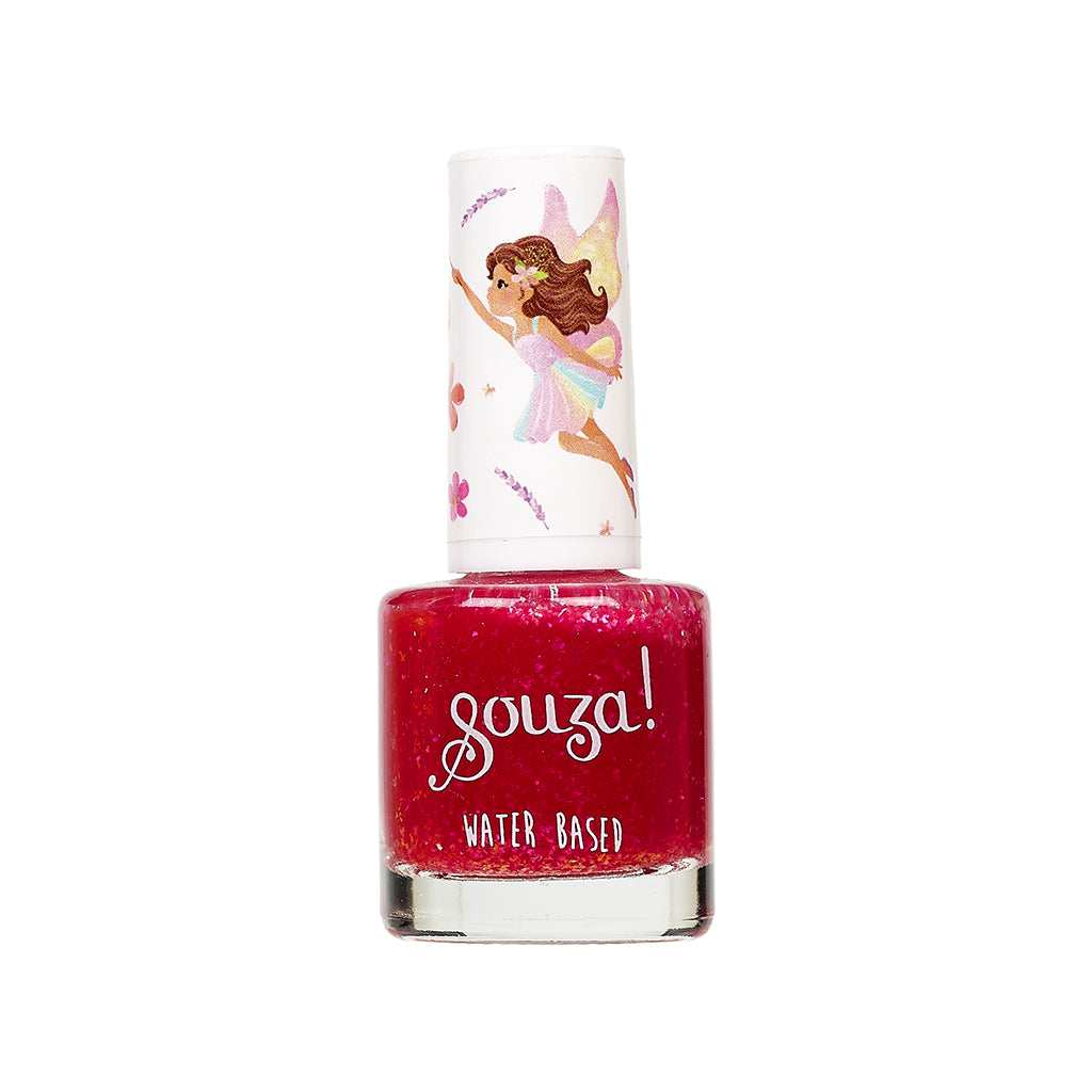 Souza neglelak til børn, vandbasseret - Transparent pink glitter