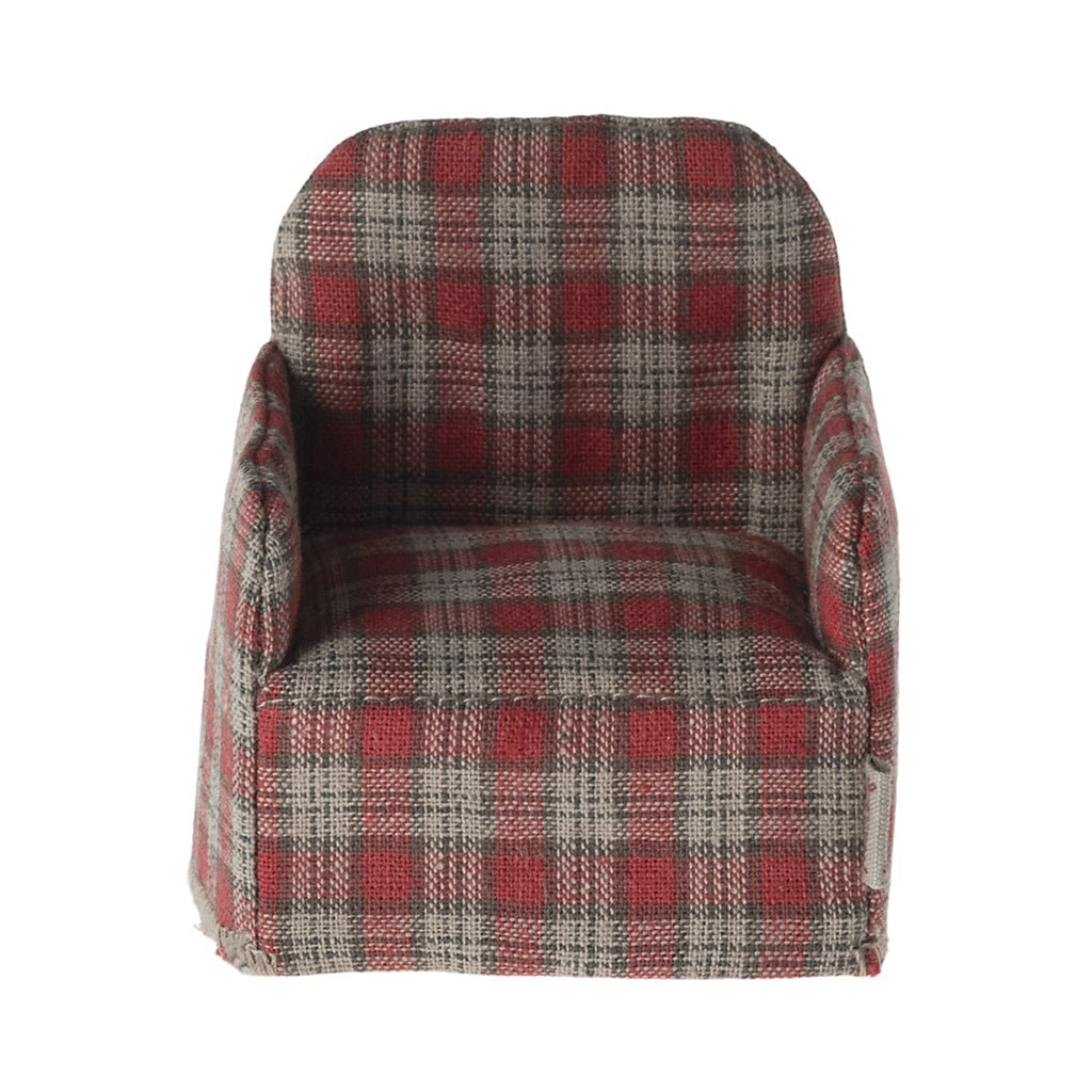 Maileg docktillbehör, fåtölj till möss - Röd rutig