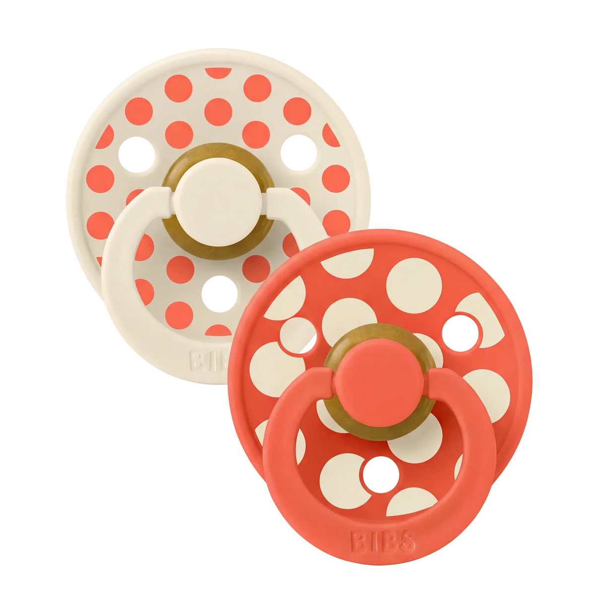 Bibs nappar i naturgummi, storlek 2, Polka - Ivory/Tango