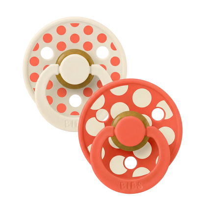Bibs nappar i naturgummi, storlek 2, Polka - Ivory/Tango