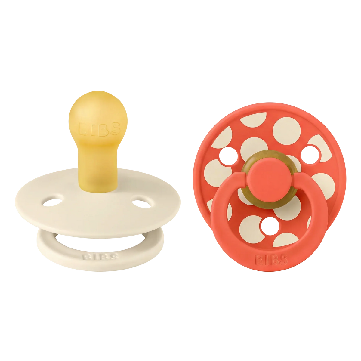Bibs nappar i naturgummi, storlek 2, Polka - Ivory/Tango