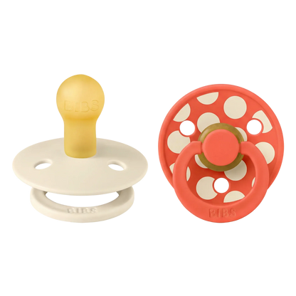 Bibs nappar i naturgummi, storlek 2, Polka - Ivory/Tango