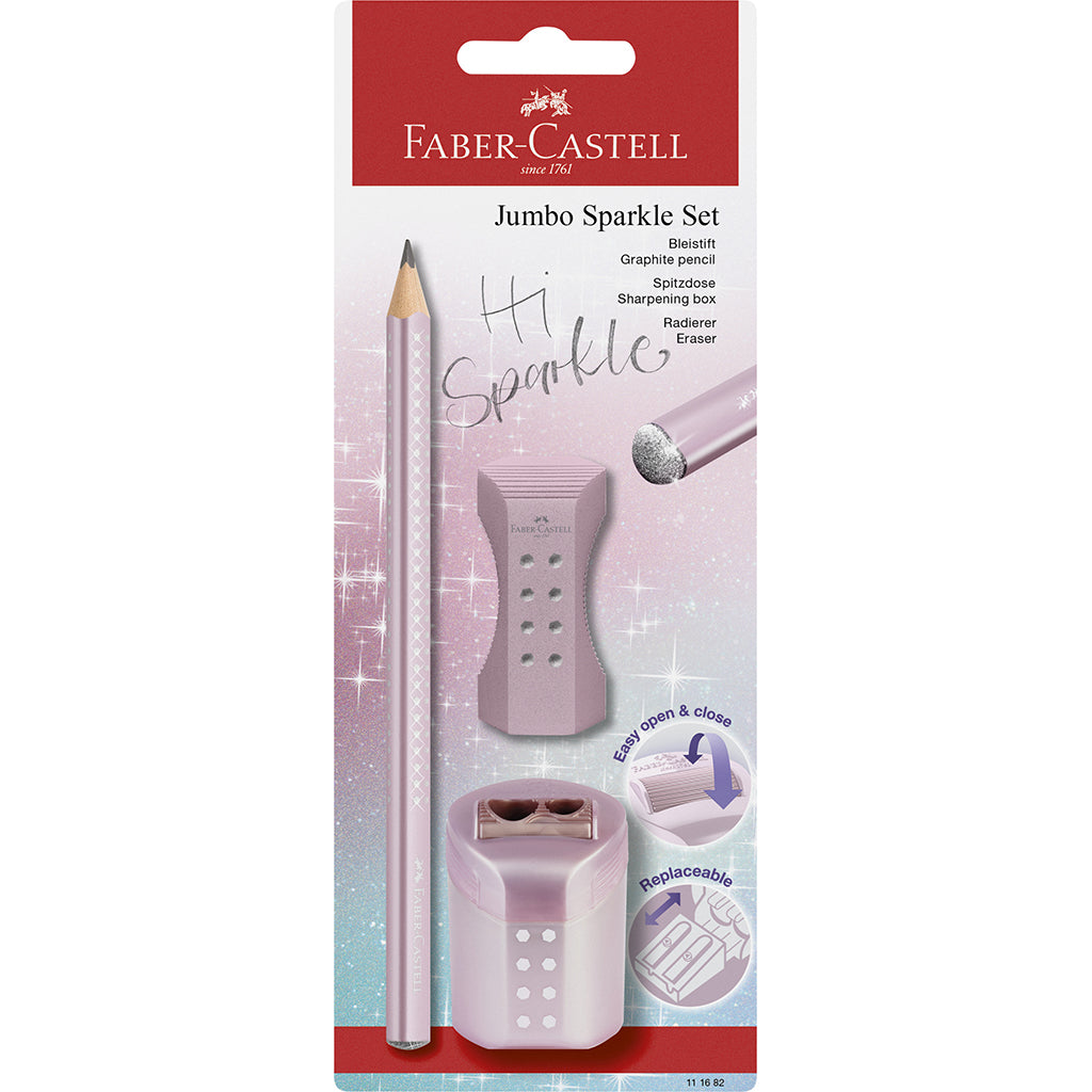 Faber-Castell 3-i-1 Jumbo Sparkle set, Rose