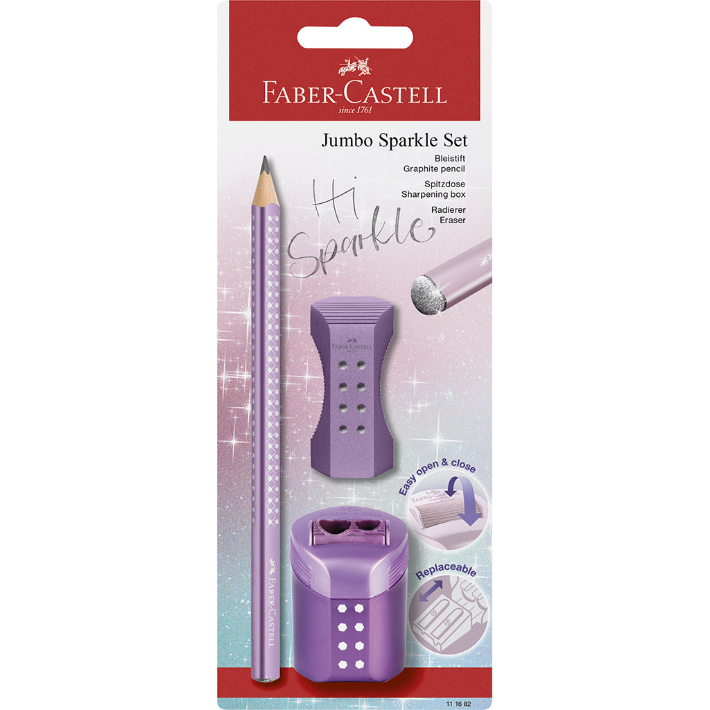 Faber-Castell 3-i-1 Jumbo Sparkle-set, Violett