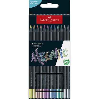 Faber-Castell, 12 st Black Edition färgpennor - Metallic
