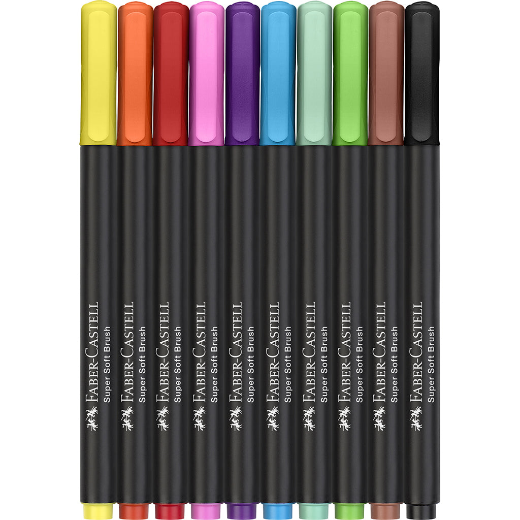 Faber-Castell, Black Edition markörpennor med penselspets, 10 st