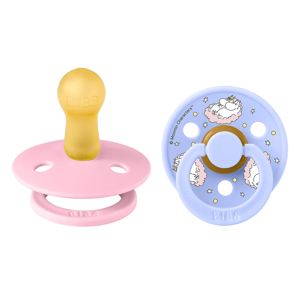 Bibs napp i naturgummi, 2-pack, storlek 2 - Mumin, Dreaming - Baby Pink mix