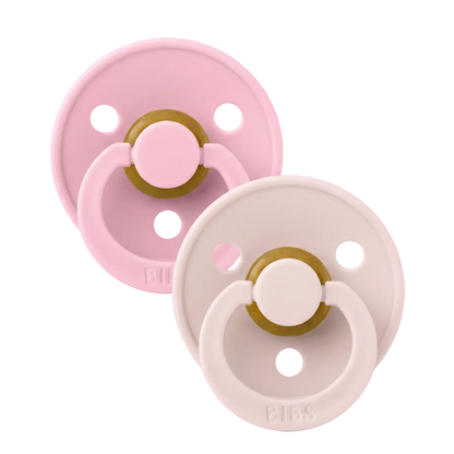 Bibs nappar i naturgummi, storlek 1, 2-pack – Petal/Baby pink