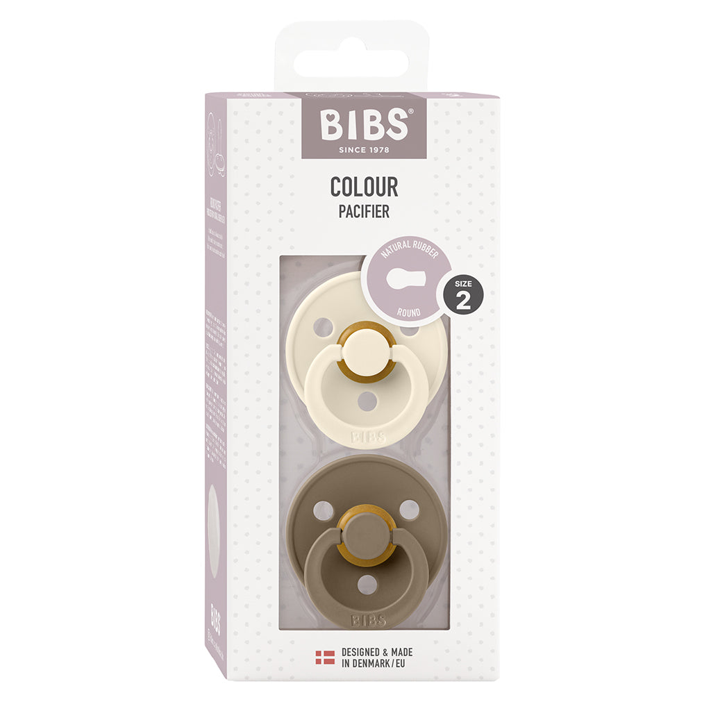 Bibs 2-pack, nappar i naturgummi, stl. 2 - Ivory/Dark Oak