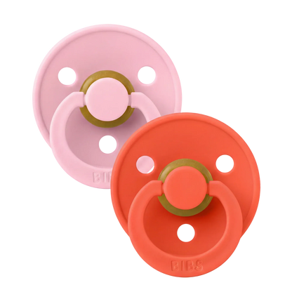 Bibs sutter i naturgummi, str. 2, 2-pak - Baby Pink/Tango