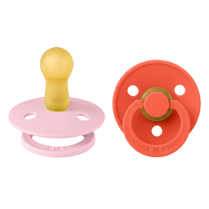 Bibs sutter i naturgummi, str. 2, 2-pak - Baby Pink/Tango