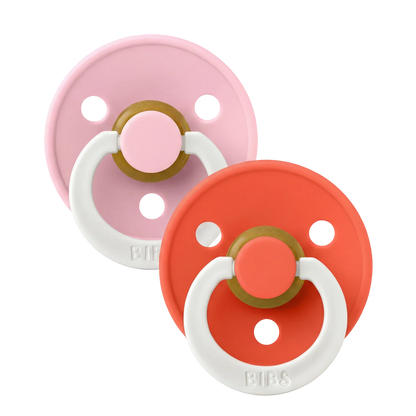 Bibs nappar i naturgummi, stl. 2, 2-pack - GLOW Baby Pink/Tango