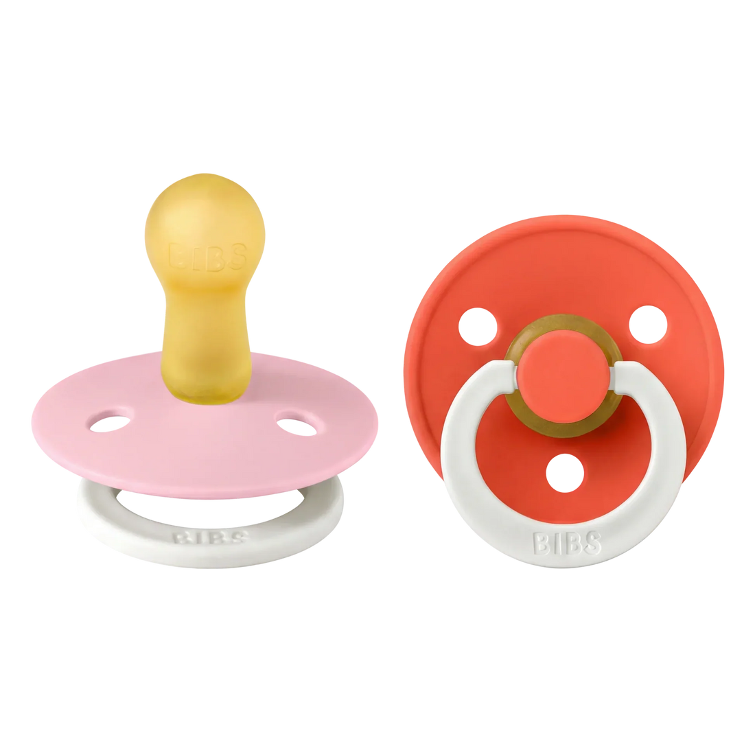 Bibs nappar i naturgummi, stl. 2, 2-pack - GLOW Baby Pink/Tango