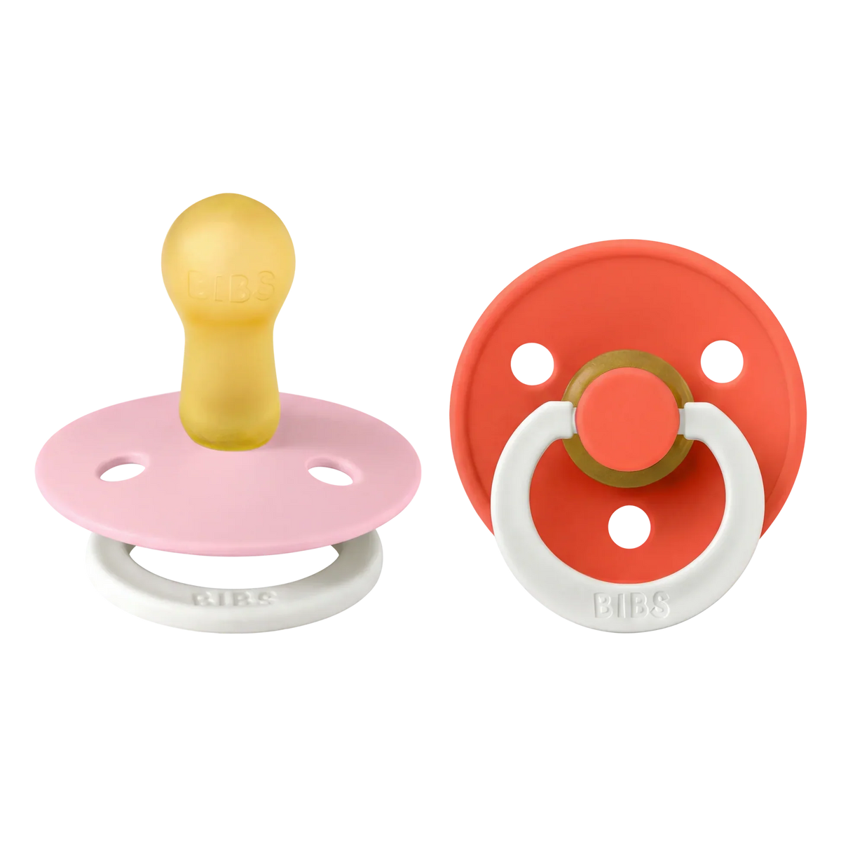 Bibs nappar i naturgummi, stl. 2, 2-pack - GLOW Baby Pink/Tango