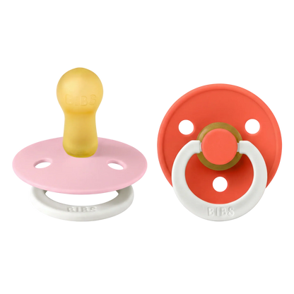 Bibs nappar i naturgummi, stl. 2, 2-pack - GLOW Baby Pink/Tango