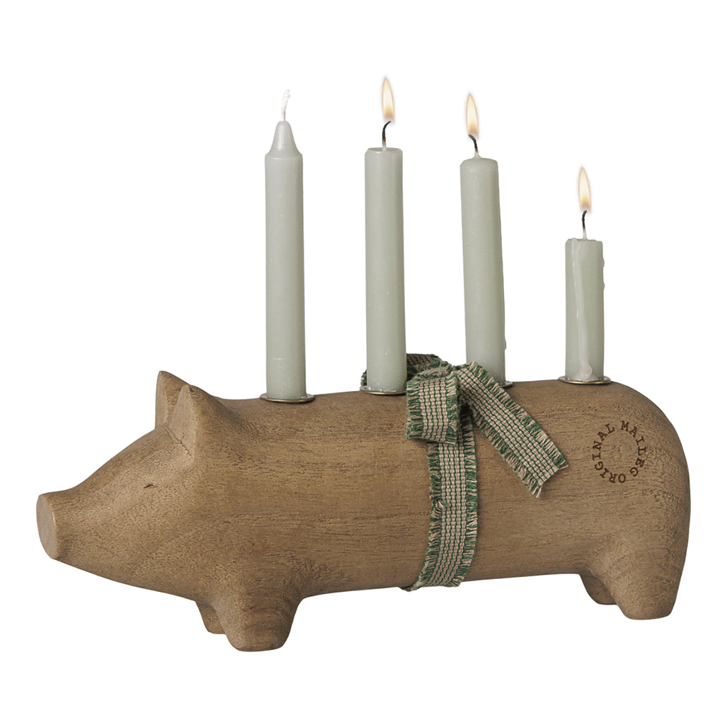 Maileg Adventsljusstake, medium, grå – natur