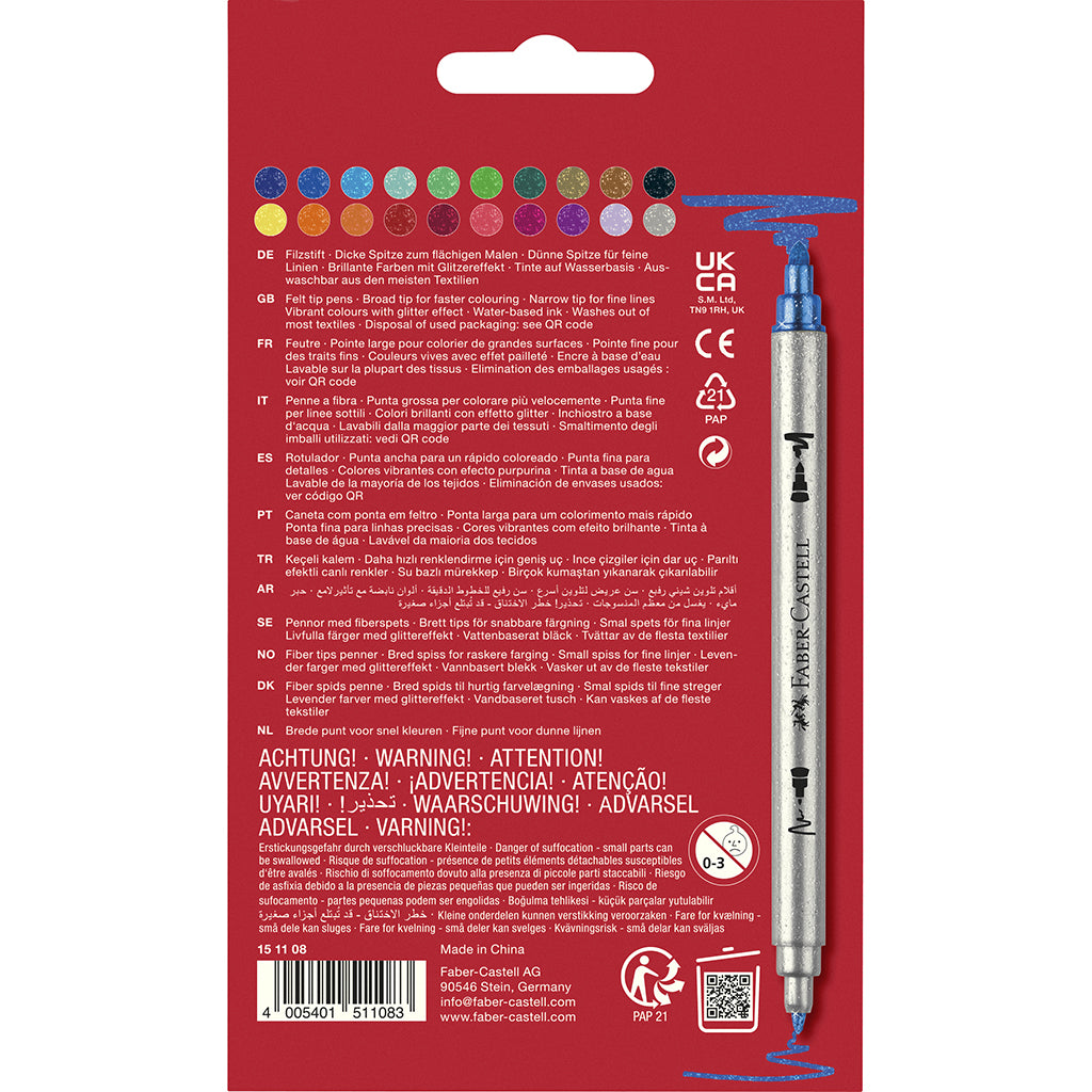 Faber-Castel, Tuscher med glitter 20 st – dubbelsidig