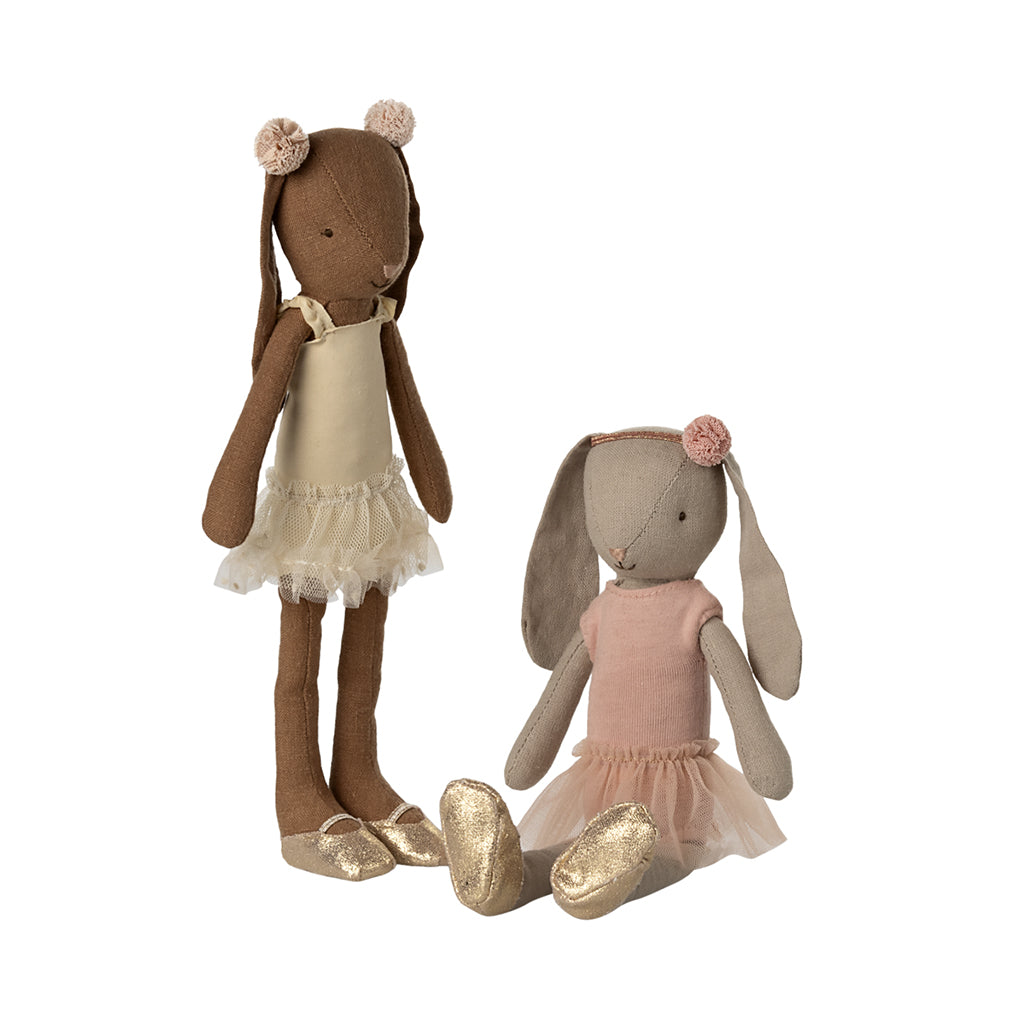 Maileg kanin str. 2, brun - Balettdräkt och tyllkjol - krämfärgad