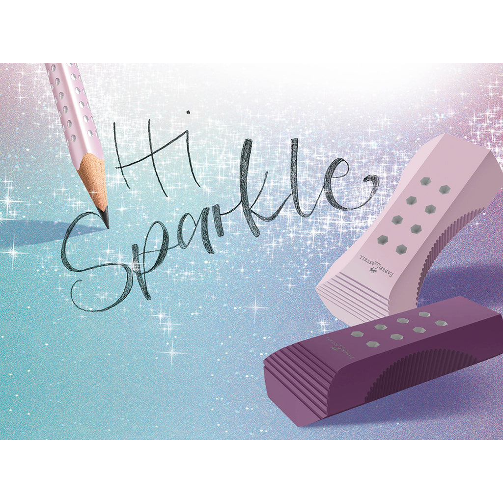 Faber-Castell suddgummi med glitter, 3 ass. färger