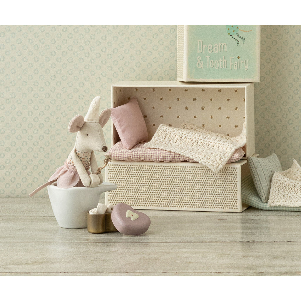 Maileg burk för mjölktänder, Tandask, liten - Heather