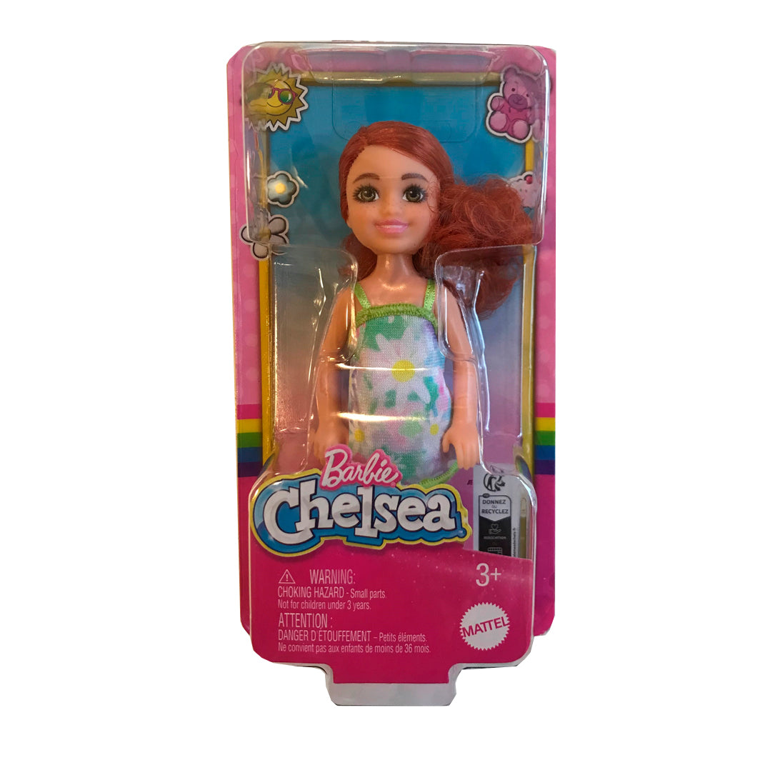Barbie Chelsea docka, Rött hår och klänning med vita blommor