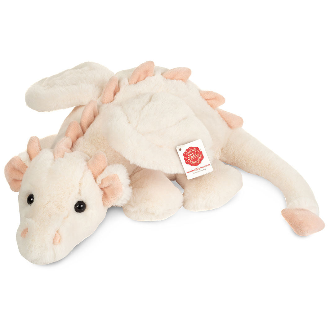 Teddy Hermann nalle, Draken Fluffy vit-rosa – 32 cm
