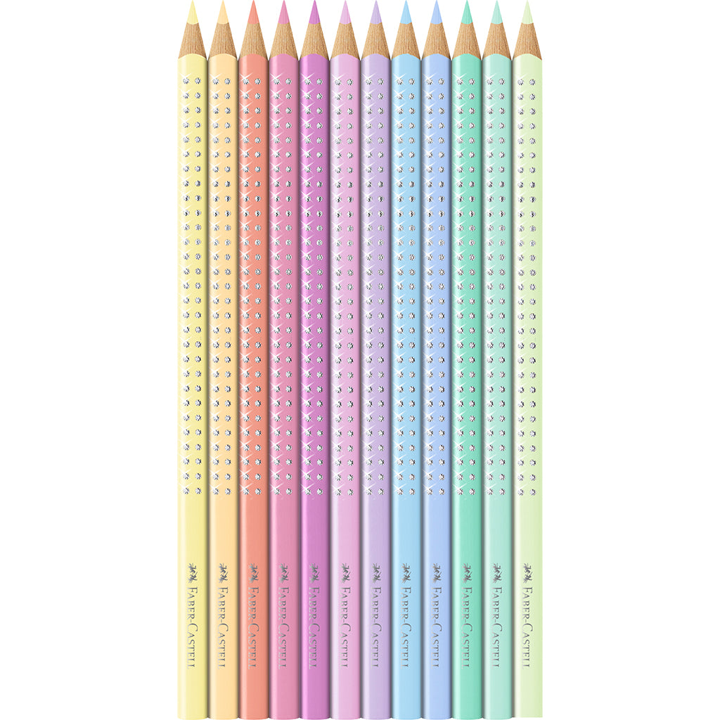 Faber-Castell, Färgpennor i plåtask, Sparkle - 12 st - pastell
