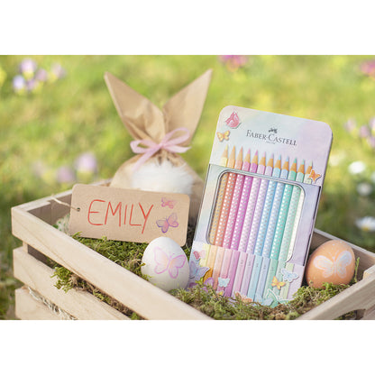 Faber-Castell, Färgpennor i plåtask, Sparkle - 12 st - pastell