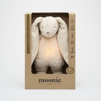 Moonie 2.0, ekologisk Humming kanin med pink noise och lampa – Sand