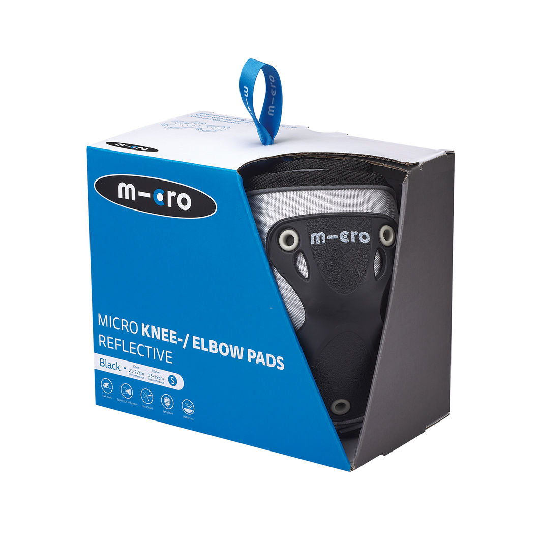 Micro - Knä- och Armbågsskydd - Reflekterande Svart - Strl. S eller M