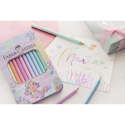 Faber-Castell, Jumbo färgpennor, 10 st pastell i plåtask